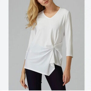 LISETTE Blouse,women M.twist side knot,V-neck,asymmetrical hem,classic,career EC